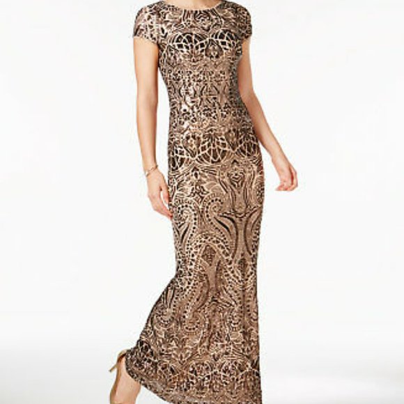 Betsy & Adam Dresses & Skirts - NWT Betsey & Adam Sequin Bronza Gown.  SZ S(4)